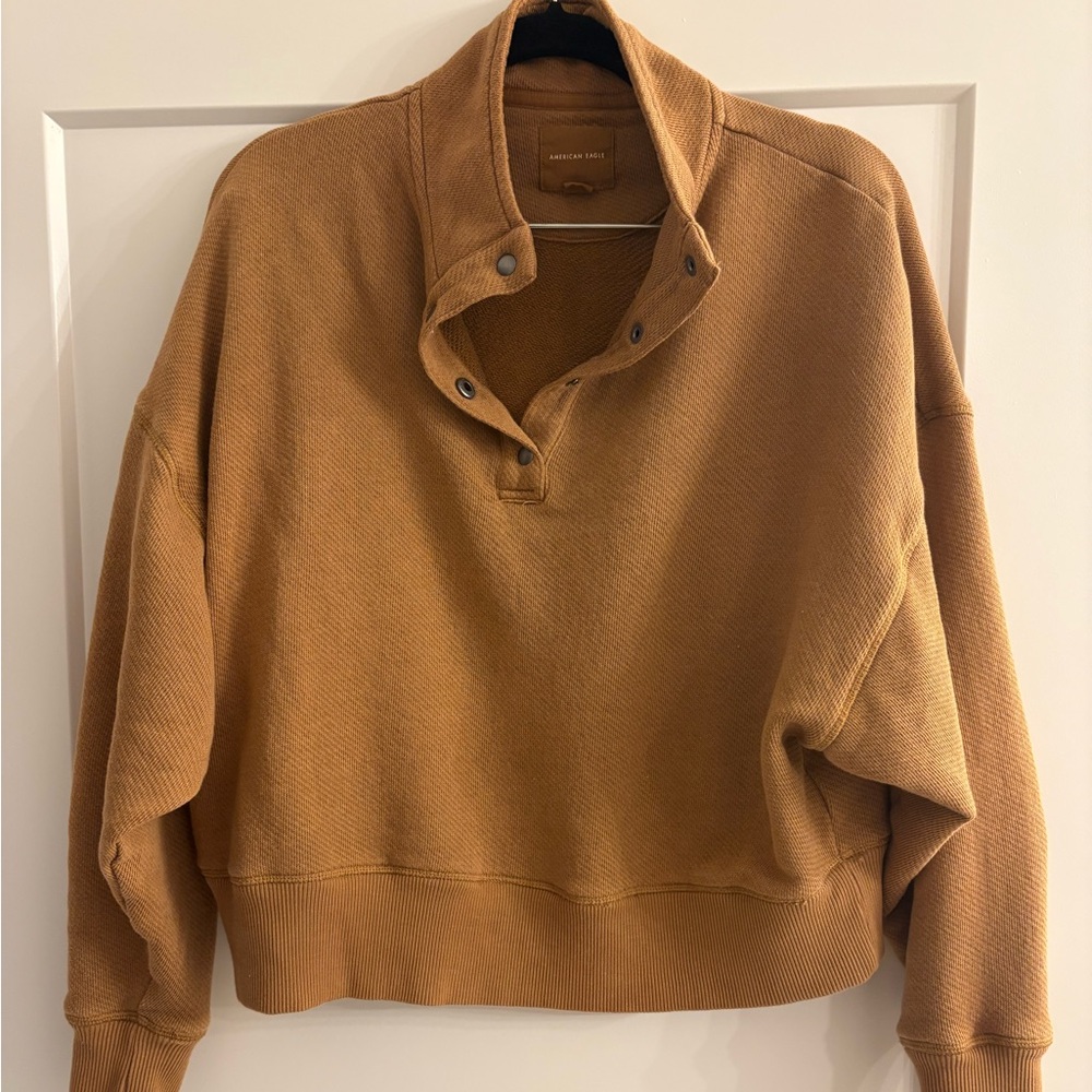 American Eagle Outfitters Crop Washed Brown  Sweatshirt Size M